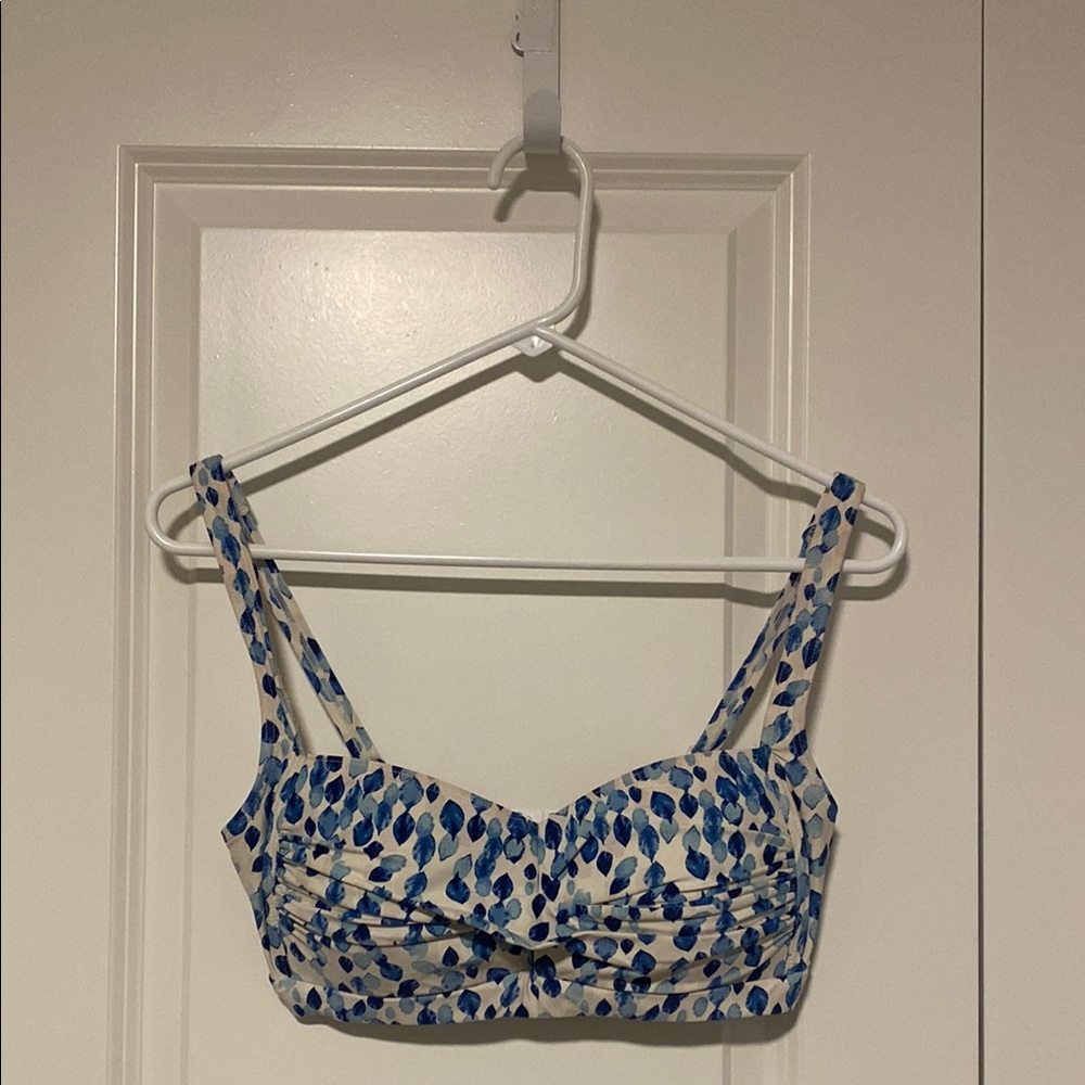 Blue and white bikini top